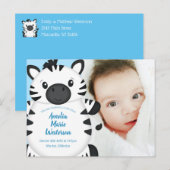 Zebra Baby Shower Blue Postkarte (Vorne/Hinten)