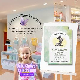 Zebra Baby Shower Cartoon verzaubert Begleitkarte