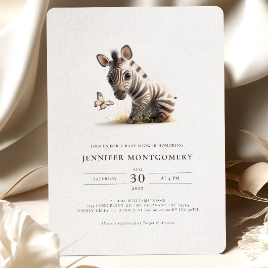 Zebra Baby Shower Gender Neutrale Einladung