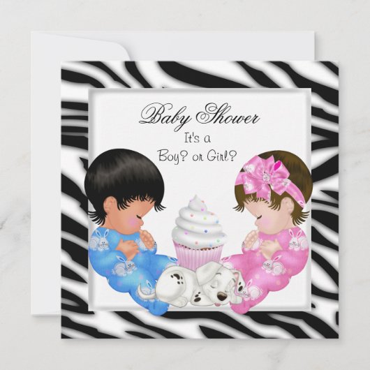 Zebra Baby Shower Gender Reveal Paare Einladung (Vorderseite)