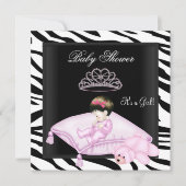 Zebra Baby Shower Girl Pink Schwarz-weiß Princess Einladung (Vorderseite)