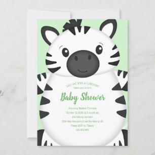 Zebra Baby Shower Green Einladung
