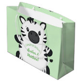 Zebra Baby Shower Große Geschenktüte (Rückseite Schrägansicht)