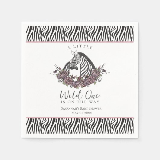 Zebra Baby Shower Little Wild One Party Serviette (Vorderseite)