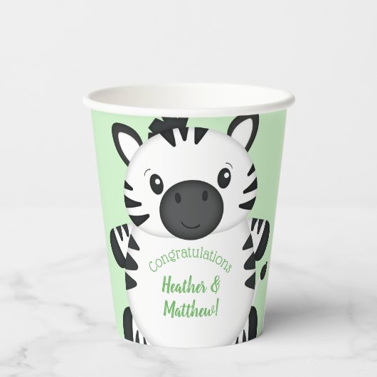 Zebra Baby Shower Pappbecher (Rückseite)
