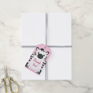 Zebra Baby Shower Safari Pink Girl Geschenkanhänger