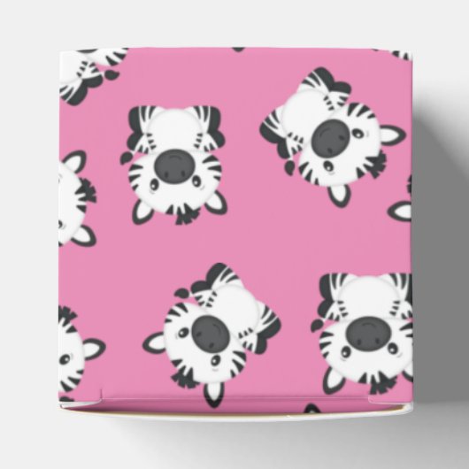 Zebra Baby Shower Safari Pink Girl Geschenkschachtel (Oben)