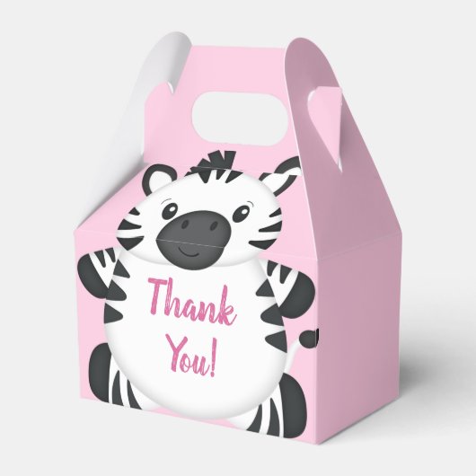 Zebra Baby Shower Safari Pink Girl Geschenkschachtel (Vorderseite)