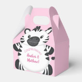 Zebra Baby Shower Safari Pink Girl Geschenkschachtel (Rückseite)