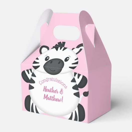 Zebra Baby Shower Safari Pink Girl Geschenkschachtel (Vorderseite)