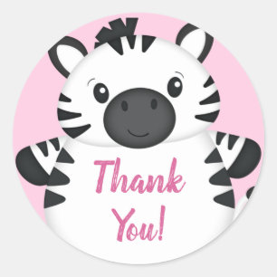 Zebra Baby Shower Safari Pink Girl Runder Aufkleber