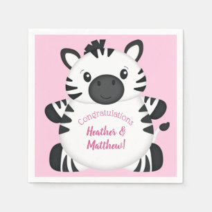 Zebra Baby Shower Safari Pink Girl Serviette