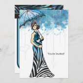 Zebra Babydusche Einladung (Vorne/Hinten)