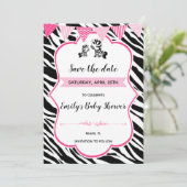 Zebra Babydusche Save the Date (Stehend Vorderseite)