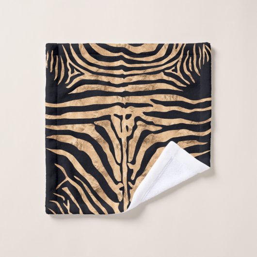 Zebra-Bad-Tuch-Schwarzes und Goldfolien-Blick Badhandtuch Set (Waschlappen)