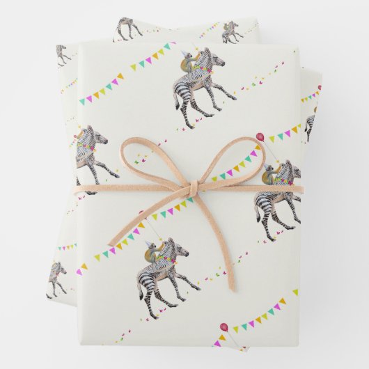 Zebra Ballon Partys CadeauPapiervellen Set Geschenkpapier Set (Beispiel)