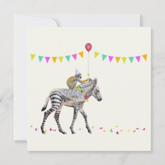 Zebra balloon party cards Set 10 Feiertagskarte