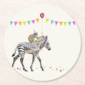 Zebra Balloon Party Coasters Runder Pappuntersetzer (Vorderseite)