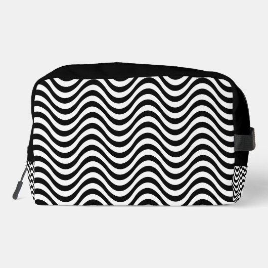Zebra Bathtub Schwarz-weiße Wavy Stripes Psychedel Waschbeutel (Rückseite)