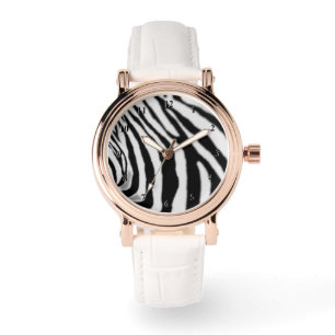 Zebra beobachtet Schwarz-Weiß-Streifen Modernes De Armbanduhr