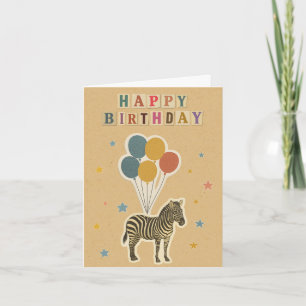 Zebra Birthday Card auf Kraft Hintergrund Karte