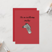 Zebra Birthday Card Karte (Vorderseite/Rückseite Beispiel)