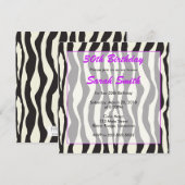 Zebra Birthday Einladung (Vorne/Hinten)