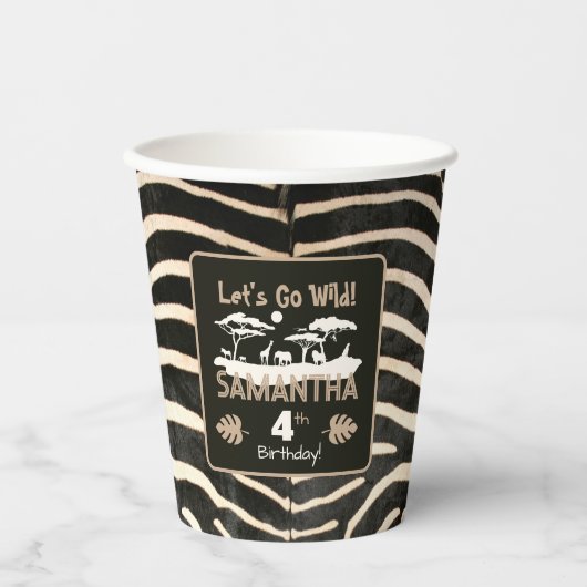 Zebra Birthday Paper Cup Pappbecher (Vorderseite)