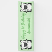 Zebra Birthday Party Green Banner (Vertikal)