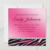 Zebra Birthday Party Pink Black Juwelier Einladung (Rückseite)