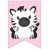 Zebra Birthday Party Pink Wimpelkette (Erste Fahne)