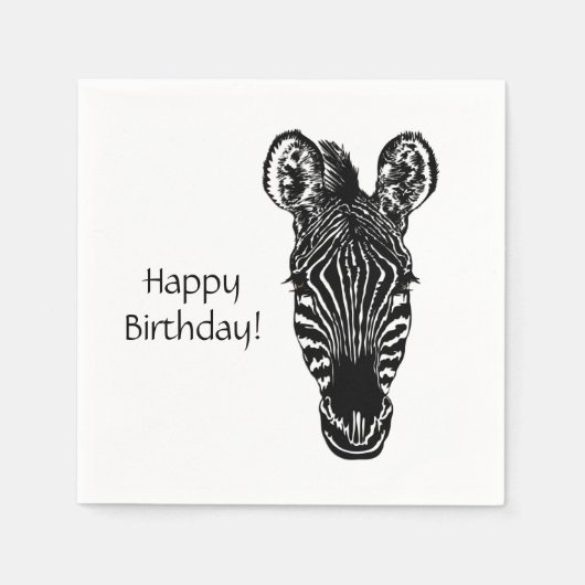 Zebra Birthday Serviette (Vorderseite)