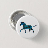 Zebra Black and Blue Silhouette Button (Vorne & Hinten)