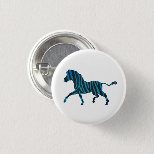 Zebra Black and Blue Silhouette Button (Vorne & Hinten)