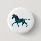 Zebra Black and Blue Silhouette Button (Vorderseite)