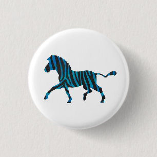 Zebra Black and Blue Silhouette Button