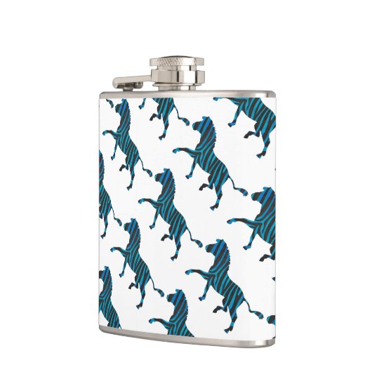 Zebra Black and Blue Silhouette Flachmann (Links)