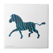 Zebra Black and Blue Silhouette Fliese (Vorderseite)