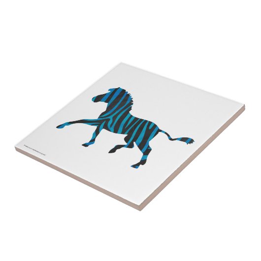 Zebra Black and Blue Silhouette Fliese (Seite)