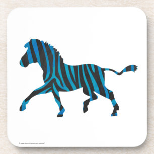 Zebra Black and Blue Silhouette Getränkeuntersetzer