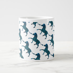 Zebra Black and Blue Silhouette Jumbo-Tasse