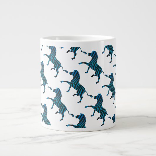 Zebra Black and Blue Silhouette Jumbo-Tasse (Vorderseite)
