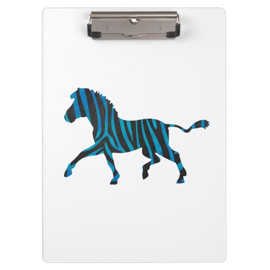 Zebra Black and Blue Silhouette Klemmbrett (Vorderseite)