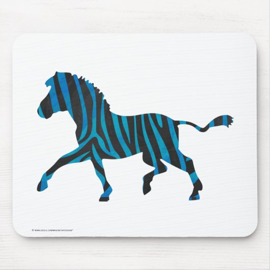Zebra Black and Blue Silhouette Mousepad (Vorne)