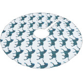 Zebra Black and Blue Silhouette Polyester Weihnachtsbaumdecke (Schrägansicht)