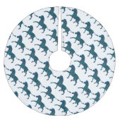 Zebra Black and Blue Silhouette Polyester Weihnachtsbaumdecke (Vorderseite)