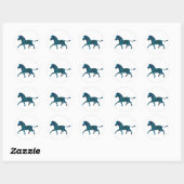 Zebra Black and Blue Silhouette Runder Aufkleber (Blatt)