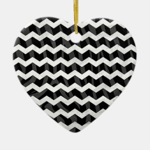 Zebra Black and Gray Chevron Keramik Ornament