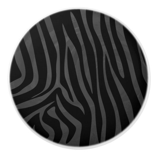 Zebra Black and Gray Print Keramikknauf (Vorderseite)