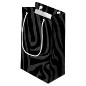 Zebra Black and Gray Print Kleine Geschenktüte (Rückseite Schrägansicht)